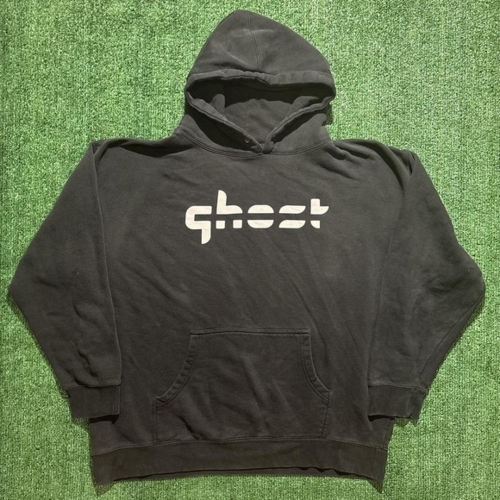Ghost Lifestyle Hoodie Mens XL Black Good Used Graphic Logo Pullover Sweatshirt